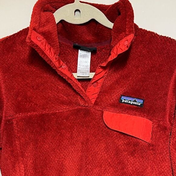 Patagonia Womens Re-Tool Snap-T Fleece Pullover Sweater Rust Red Sz S - Picture 4 of 6